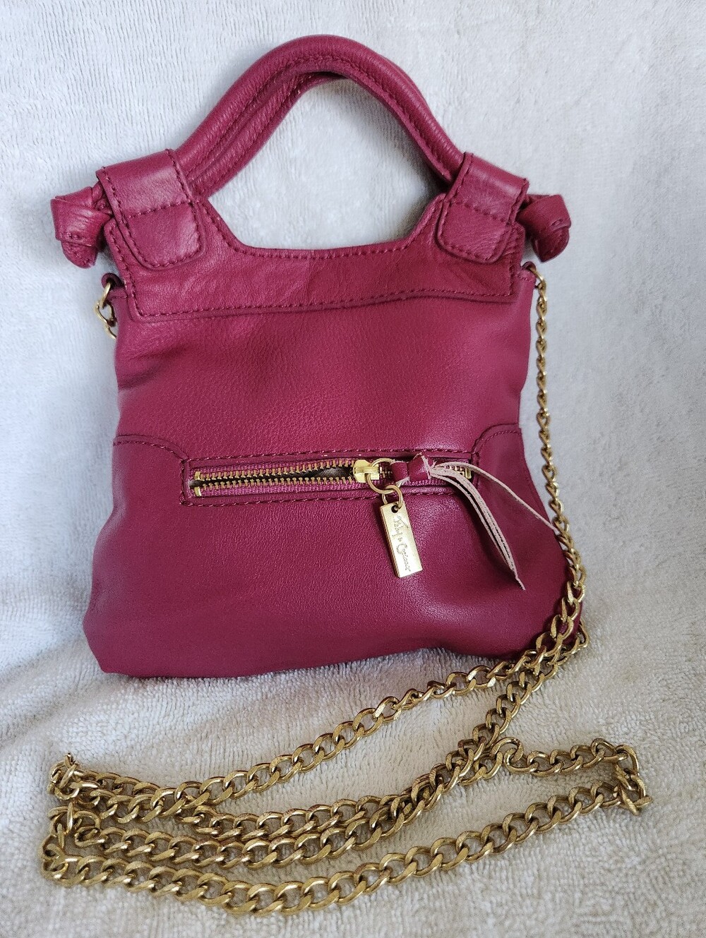 Foley And Corinna Small Crossbody Bag in Berry Pink with Gold Chain